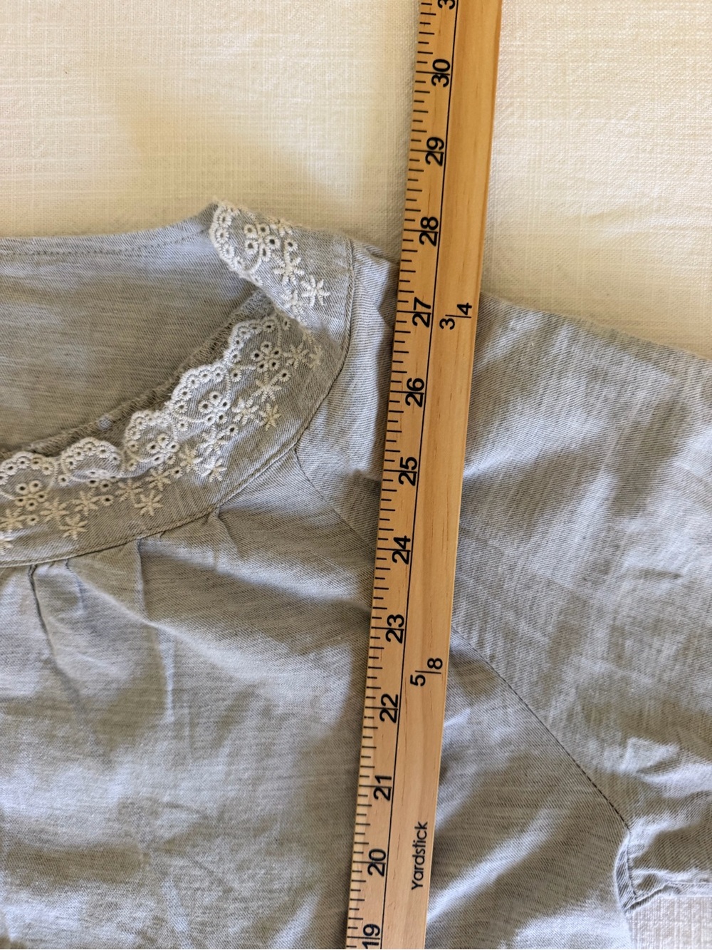 Theories Gray Babydoll Embroidered Peasant Top - Picture 9 of 9